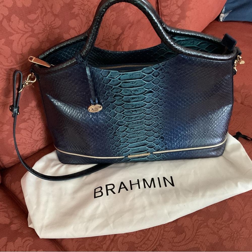 Brahmin large Elaine sapphire ateague satchel